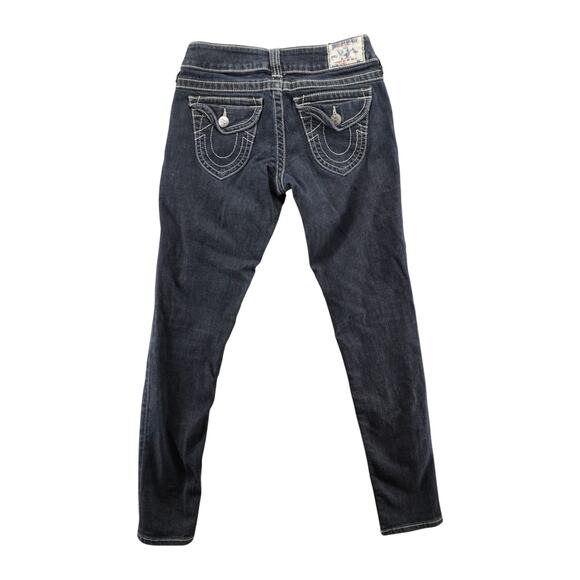 True Religion Brand Jeans Women’s 28 Made in USA Dark Wash Flap Pocket Skinny - Picture 2 of 5